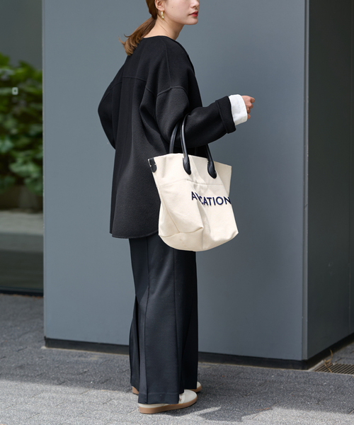 FRAMeWORK（フレームワーク）の「≪追加≫ハミルトンリバークルーネックコート（ノーカラーコート・レディース・ブラック/キャメル・36/38）」の6枚目の写真