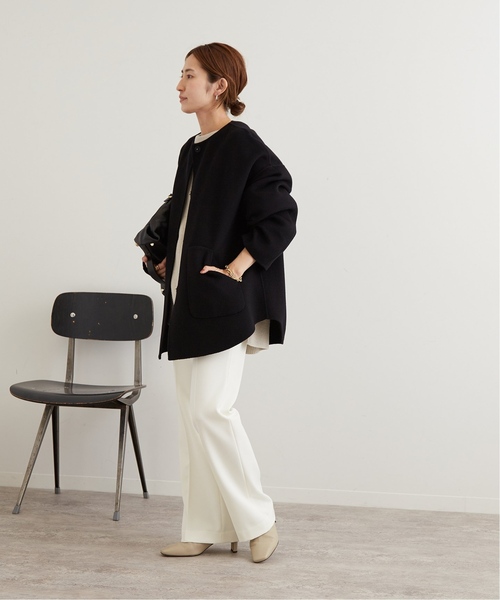 FRAMeWORK（フレームワーク）の「≪追加≫ハミルトンリバークルーネックコート（ノーカラーコート・レディース・ブラック/キャメル・36/38）」の20枚目の写真