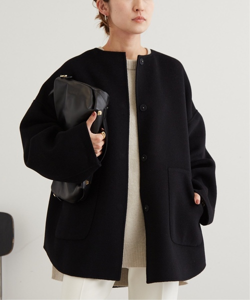 セール】≪追加≫ハミルトンリバークルーネックコート（ノーカラー