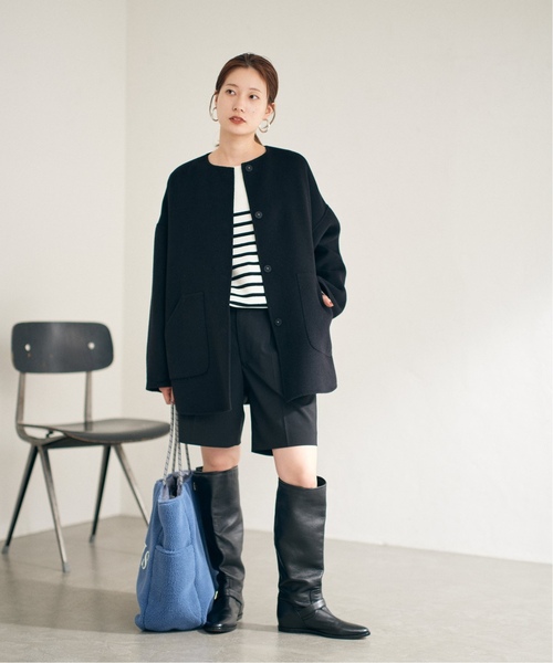 セール】≪追加≫ハミルトンリバークルーネックコート（ノーカラー