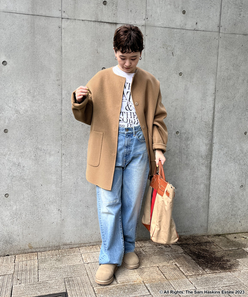 セール】≪追加≫ハミルトンリバークルーネックコート（ノーカラー