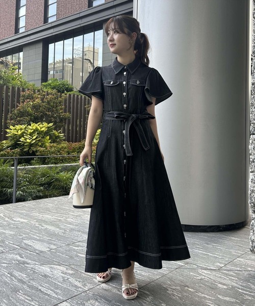 WILLSELECTION（ウィルセレクション）の「袖フレアデニムワンピース（ワンピース・レディース・ネイビー/ブラック・MEDIUM）」の3枚目の写真