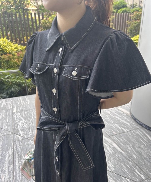 WILLSELECTION（ウィルセレクション）の「袖フレアデニムワンピース（ワンピース・レディース・ネイビー/ブラック・MEDIUM）」の6枚目の写真