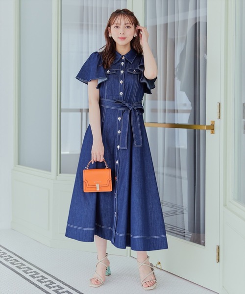 WILLSELECTION（ウィルセレクション）の「袖フレアデニムワンピース（ワンピース・レディース・ネイビー/ブラック・MEDIUM）」の12枚目の写真