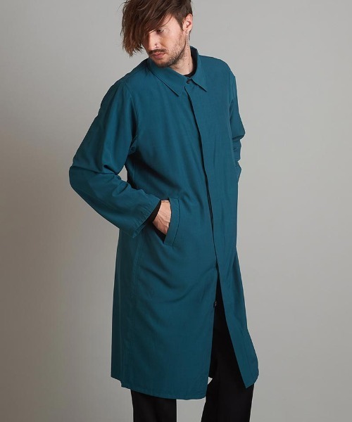 NO ID.（ノーアイディ）の「mj9399- ｽﾃﾝｶﾗｰｼｬﾂｺｰﾄ（ステンカラーコート・メンズ・ブルーグリーン/ブラック/ブラウン・ONE SIZE）」の3枚目の写真