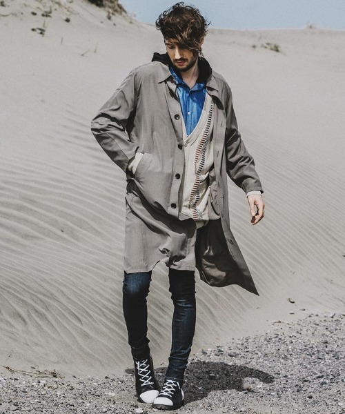 NO ID.（ノーアイディ）の「mj9399- ｽﾃﾝｶﾗｰｼｬﾂｺｰﾄ（ステンカラーコート・メンズ・ブルーグリーン/ブラック/ブラウン・ONE SIZE）」の12枚目の写真