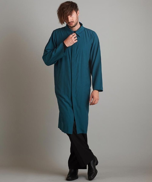 NO ID.（ノーアイディ）の「mj9399- ｽﾃﾝｶﾗｰｼｬﾂｺｰﾄ（ステンカラーコート・メンズ・ブルーグリーン/ブラック/ブラウン・ONE SIZE）」の5枚目の写真