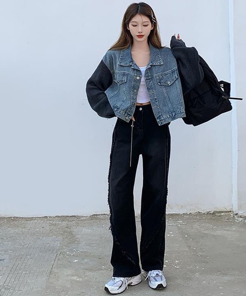 meJane（ミージェーン）の「異素材MIXドッキングデニムジャケット