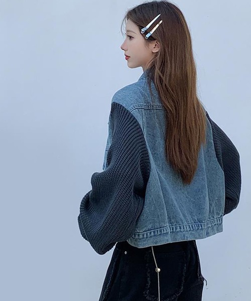 meJane（ミージェーン）の「異素材MIXドッキングデニム