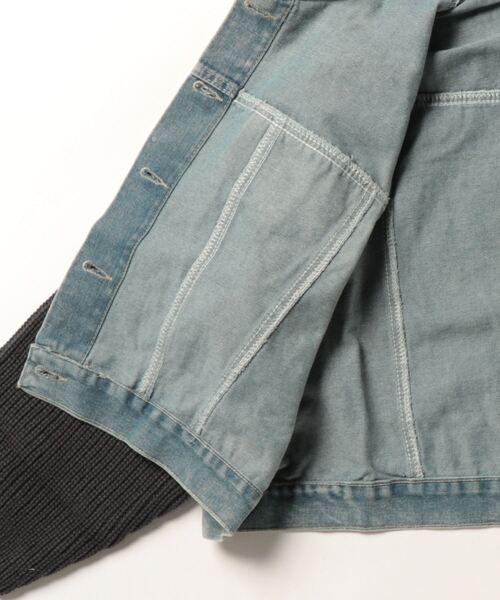 meJane(ミージェーン)の「異素材MIXドッキングデニムジャケット(デニムジャケット・レディース・チャコールアッシュ/マスタード・FREE)」の6枚目の写真