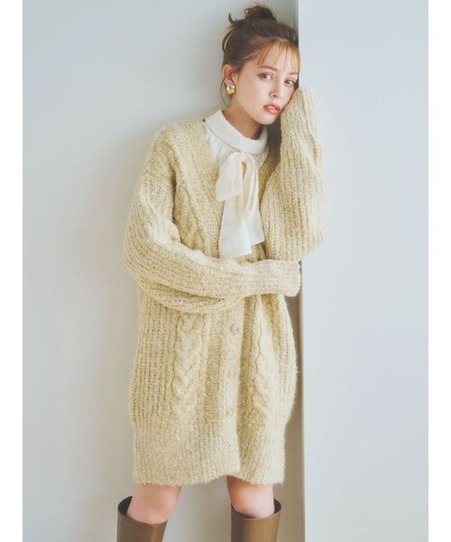 dazzlin（ダズリン）の「ブレンドカラーミドルカーディガン（カーディガン/ボレロ・レディース・パープル/ピンク/グレー/ベージュ・FREE）」の5枚目の写真