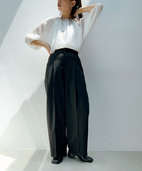 y/m（イム）の「ワイドタックパンツ（スラックス・レディース・グレー/ブラック/ネイビー/グレー系その他2・FREE）」の7枚目の写真