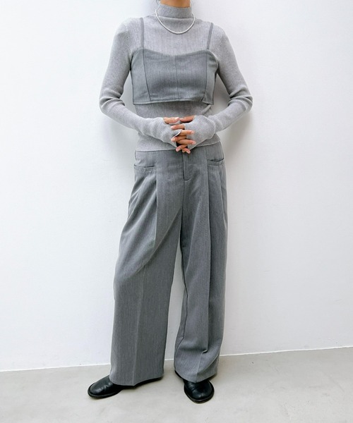 y/m（イム）の「ワイドタックパンツ（スラックス・レディース・グレー/ブラック/ネイビー/グレー系その他2・FREE）」の14枚目の写真