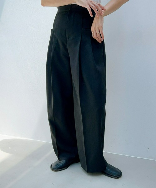 y/m（イム）の「ワイドタックパンツ（スラックス・レディース・グレー/ブラック/ネイビー/グレー系その他2・FREE）」の18枚目の写真