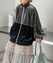 【forksy.】ベロアバイカラーライントラックジャケット