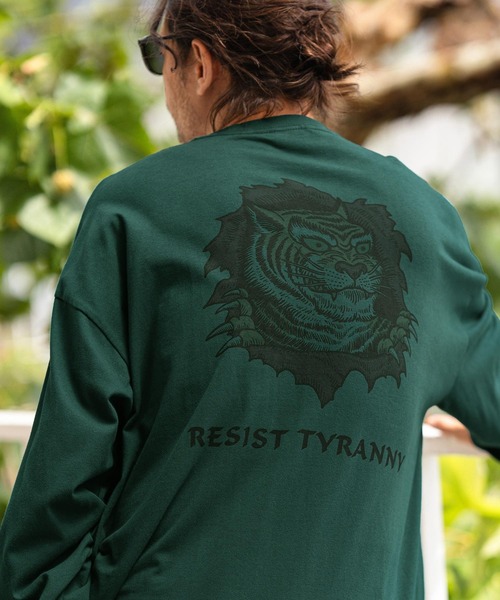 CAMBIO(カンビオ)の「mlt4474- ビッグシルエットロンT(RESIST TYRANNY)(Tシャツ/カットソー・メンズ・グレー/ホワイト/グリーン・XL/L/M/S)」の5枚目の写真
