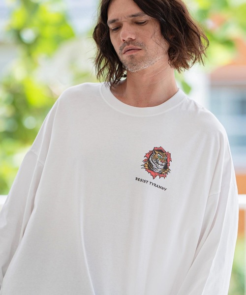 CAMBIO(カンビオ)の「mlt4474- ビッグシルエットロンT(RESIST TYRANNY)(Tシャツ/カットソー・メンズ・グレー/ホワイト/グリーン・XL/L/M/S)」の9枚目の写真