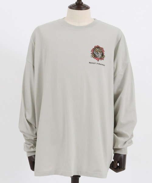 CAMBIO(カンビオ)の「mlt4474- ビッグシルエットロンT(RESIST TYRANNY)(Tシャツ/カットソー・メンズ・グレー/ホワイト/グリーン・XL/L/M/S)」の13枚目の写真