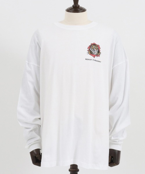 CAMBIO(カンビオ)の「mlt4474- ビッグシルエットロンT(RESIST TYRANNY)(Tシャツ/カットソー・メンズ・グレー/ホワイト/グリーン・XL/L/M/S)」の14枚目の写真
