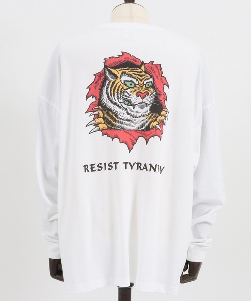CAMBIO(カンビオ)の「mlt4474- ビッグシルエットロンT(RESIST TYRANNY)(Tシャツ/カットソー・メンズ・グレー/ホワイト/グリーン・XL/L/M/S)」の15枚目の写真