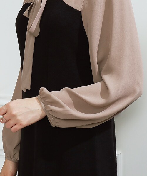 couture brooch（クチュールブローチ）の「◆【オフィスコーデにも】ボウタイドッキングニットワンピース（ワンピース・レディース・ブラック/ブラウン系その他・38/40/42/36）」の19枚目の写真