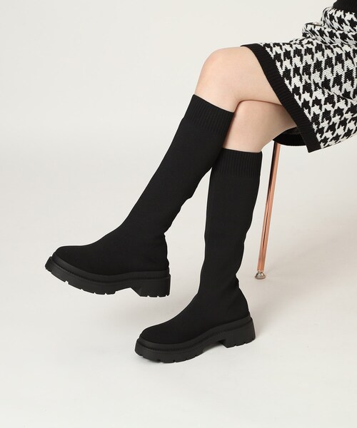 cs T&P（シーエスティーアンドピー）の「ニットロングブーツ（ブーツ・レディース・ブラック系2・S/M/L/LL）」の7枚目の写真