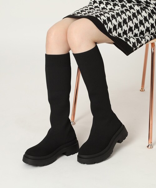 cs T&P（シーエスティーアンドピー）の「ニットロングブーツ（ブーツ・レディース・ブラック系2・S/M/L/LL）」の2枚目の写真