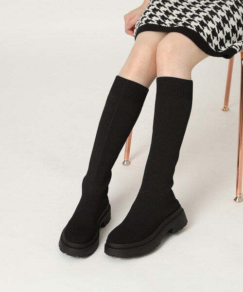 cs T&P（シーエスティーアンドピー）の「ニットロングブーツ（ブーツ・レディース・ブラック系2・S/M/L/LL）」の3枚目の写真