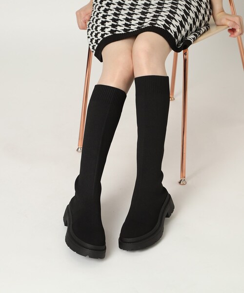 cs T&P（シーエスティーアンドピー）の「ニットロングブーツ（ブーツ・レディース・ブラック系2・S/M/L/LL）」の4枚目の写真