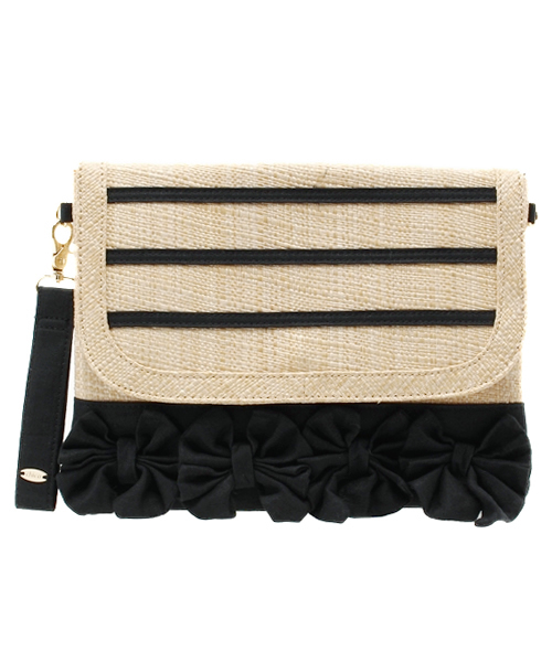 Chico（チコ）の「雑材リボンクラッチ（クラッチバッグ・レディース・ブラック/アイボリー/ネイビー・FREE）」の2枚目の写真