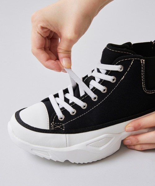厚底 サイドゴア ハイカットスニーカー（スニーカー）｜welleg