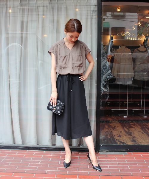 CROON A SONG（クルーンアソング）の「ジョーゼットガウチョパンツ（その他パンツ・レディース・ホワイト/ブラック/カーキ・FREE）」の13枚目の写真