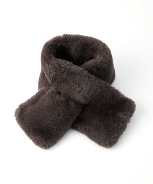 Right-on（ライトオン）の「フェイクファーティペット（マフラー・レディース・グレー/ベージュ・ONE SIZE）」の7枚目の写真