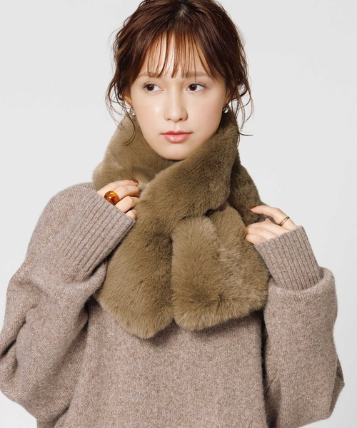 Right-on（ライトオン）の「フェイクファーティペット（マフラー・レディース・グレー/ベージュ・ONE SIZE）」の22枚目の写真