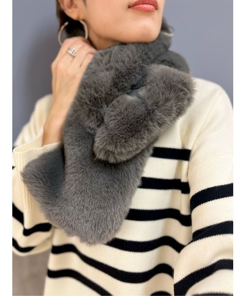 Right-on（ライトオン）の「フェイクファーティペット（マフラー・レディース・グレー/ベージュ・ONE SIZE）」の15枚目の写真