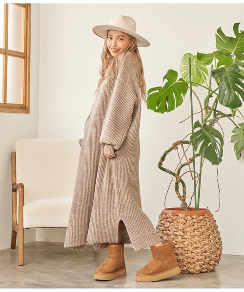 anap mimpi（アナップミンピ）の「ウール混バックリボンサイドスリットMIXニットワンピース（ワンピース・レディース・ダークグレー/モカ/ベージュ系その他・FREE）」の18枚目の写真