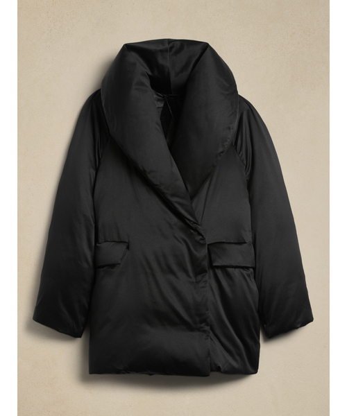 Banana Republic（バナナリパブリック）の「Lucila サテン パファーコート（ダウンジャケット/コート・レディース・ブラック・M/S/XS/L）」の6枚目の写真