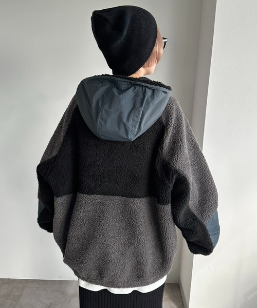 apres jour mignon(アプレジュールミニョン)の「ボアナイロンアノラック【ZOZOTOWN限定アイテム】(パーカー・レディース・ベージュ/ブラック系その他・フリー/X-LARGE)」の9枚目の写真