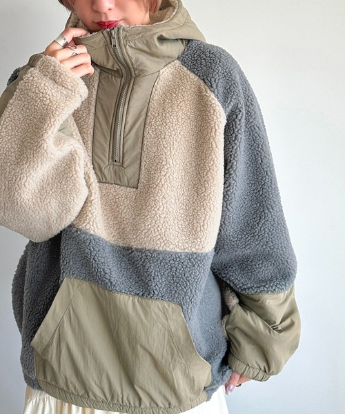 apres jour mignon(アプレジュールミニョン)の「ボアナイロンアノラック【ZOZOTOWN限定アイテム】(パーカー・レディース・ベージュ/ブラック系その他・フリー/X-LARGE)」の22枚目の写真