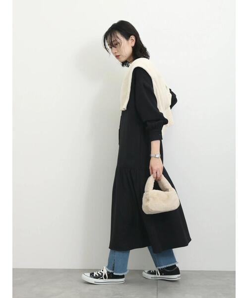 Samansa Mos2 blue（サマンサモスモスブルー）の「ティアードシャツワンピース（ワンピース・レディース・チャコールグレー/ベージュ/ブラック・F）」の11枚目の写真