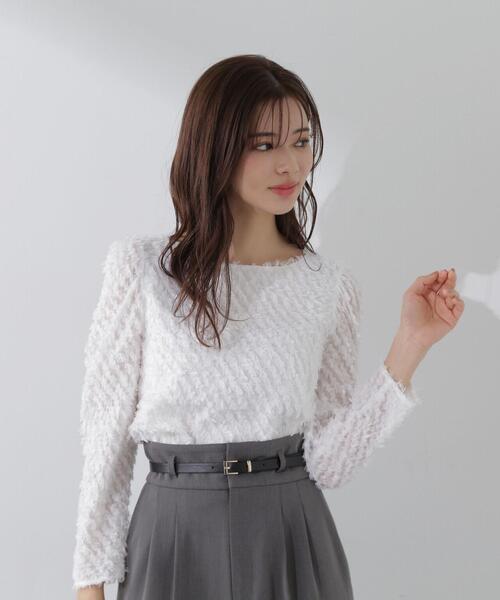 PROPORTION BODY DRESSING（プロポーションボディドレッシング）の「カットジャガードブラウス / 1214110105（シャツ/ブラウス・レディース・ブラック/ホワイト・FREE）」の2枚目の写真