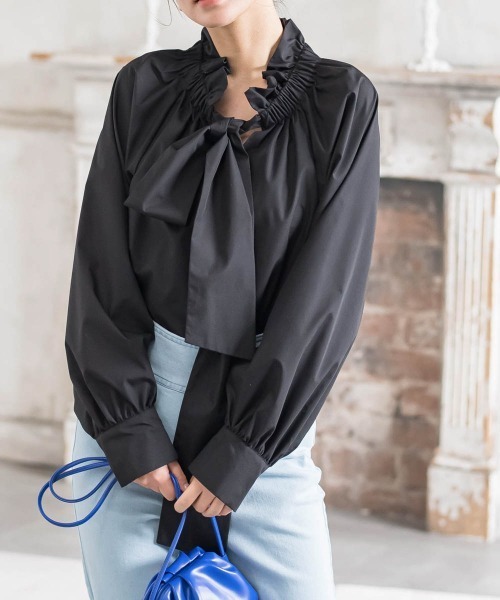 VICKY（ビッキー）の「【大人気！定番アイテム】ボウタイブラウス《手洗い可能》（シャツ/ブラウス・レディース・ホワイト/ブラック/ベージュ系その他・M）」の3枚目の写真