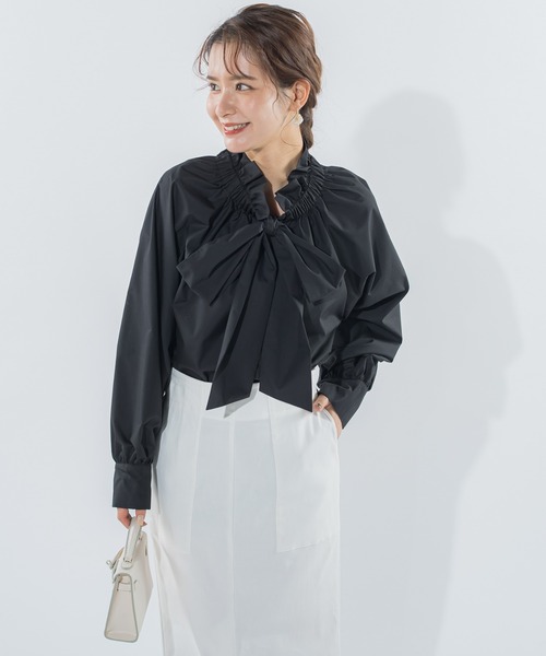 VICKY（ビッキー）の「【大人気！定番アイテム】ボウタイブラウス《手洗い可能》（シャツ/ブラウス・レディース・ホワイト/ブラック/ベージュ系その他・M）」の13枚目の写真