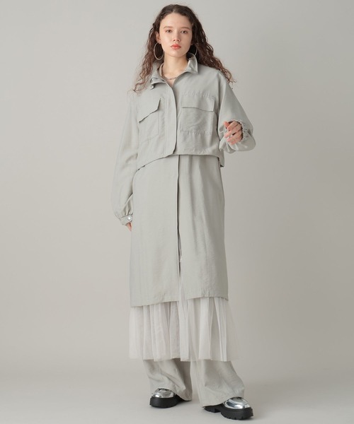 FOREVER 21（フォーエバー トゥエンティーワン）の「【2024SS】3WAYスタンドカラーコート（トレンチコート・レディース・ブラック/グレー・FREE）」の5枚目の写真