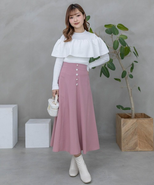 clear（クリア）の「マルチビジューフレアロングスカート[オフィスカジュアル 着回し抜群 大人]≪再入荷≫（スカート・レディース・ピンク/ネイビー・S/M）」の12枚目の写真