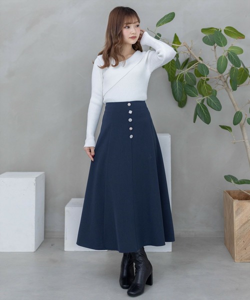 clear（クリア）の「マルチビジューフレアロングスカート[オフィスカジュアル 着回し抜群 大人]≪再入荷≫（スカート・レディース・ピンク/ネイビー・S/M）」の14枚目の写真