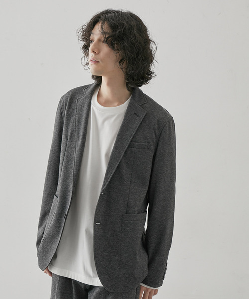  j.n.r.d（ジェー・エヌ・アール・ディー）の「【セットアップ対応】j.n.r.d/先染めニットツイル2Bジャケット（テーラードジャケット・メンズ・チャコールグレー/ベージュ/ネイビー・LL/L/M）」の2枚目の写真