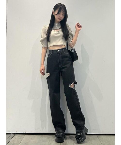 EATME（イートミー）の「チェーンハンドルバッグ（ショルダーバッグ・レディース・ブラック/ベージュ・FREE）」の4枚目の写真