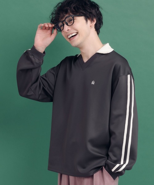 MUHET(ミュエータ)の「ライン入りゲームシャツ(Tシャツ/カットソー・レディース・ブラウン/スミクロ/ネイビー・MEDIUM/X-LARGE)」の2枚目の写真