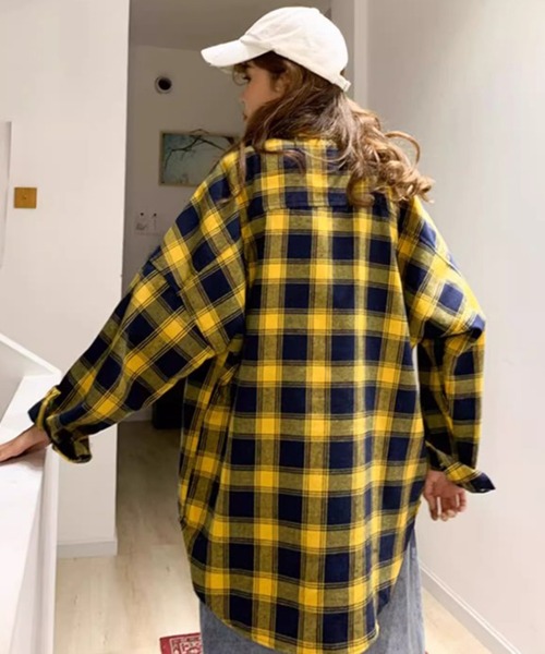 BENDER TOKYO（ベンダートウキョウ）の「【BENDER TOKYO】ビッグシルエット 起毛 オンブレチェックシャツ 長袖（シャツ/ブラウス・メンズ・グリーン/レッド/イエロー/ブラック・FREE/M/L）」の21枚目の写真